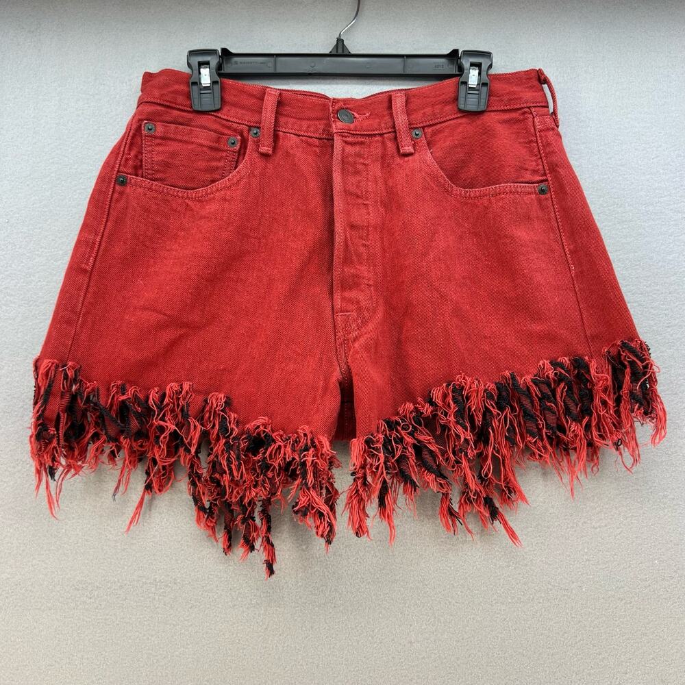 Levi's 501XX Women's Denim Shorts Size W33 Custom Cutoff Fringe Summer Must Have - Picture 1 of 14
